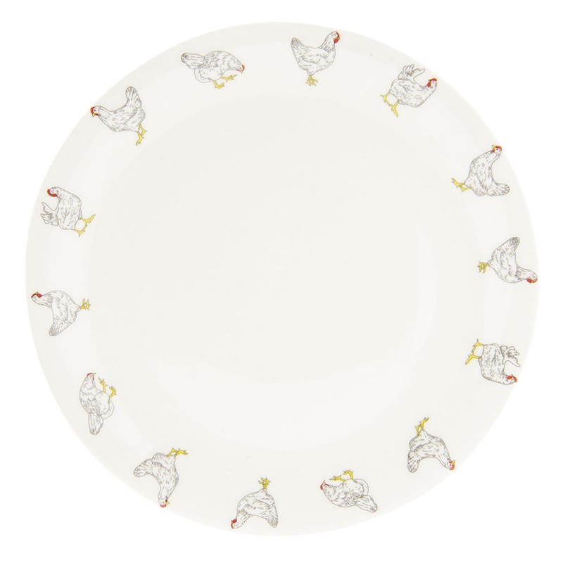 LCHFP Dinner Plate Ø 28 cm Beige Ceramic Chickens Round Dining Plate