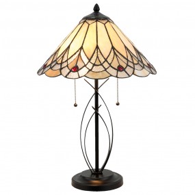 25LL-5186 Lampe de table Tiffany Ø 40x60 cm  Beige Verre Triangle Lampe de bureau Tiffany