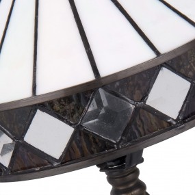 25LL-5197 Lampada da tavolo Tiffany Ø 20x36 cm  Bianco Marrone  Vetro Lampada da scrivania Tiffany
