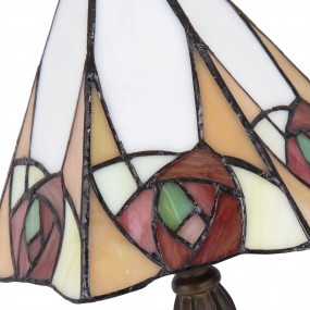 25LL-5200 Tiffany Tischlampe 20x18x37 cm  Beige Gelb Glas Rose Dreieck Schreibtischlampe Tiffany