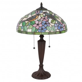 25LL-5209 Lampe de table Tiffany Ø 41x60 cm Jaune Vert Verre Oiseau Triangle Lampe de bureau Tiffany