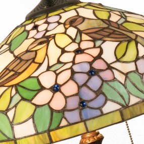 25LL-5209 Lampada da tavolo Tiffany Ø 41x60 cm Giallo Verde Vetro Uccello Triangolo Lampada da scrivania Tiffany