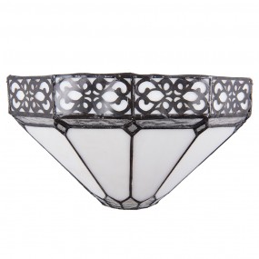 25LL-5212 Wandleuchte Tiffany 30x15x16 cm  Weiß Braun Metall Glas Dreieck Wandlampe