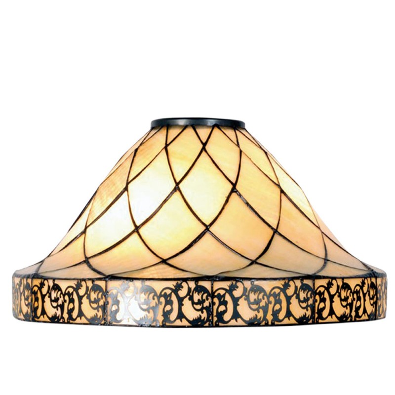 5LL-5281 Lampshade Tiffany Ø 45x28 cm Beige Brown Glass Triangle Glass lampshade