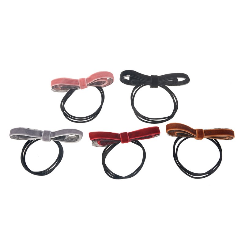 MLHCD0152 Hair Ties Set of 5 Black Synthetic Round