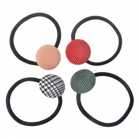 2MLHCD0153 Hair Ties Set of 4 Black Synthetic Round