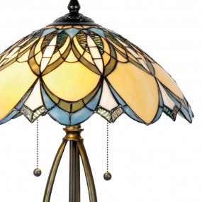 25LL-5320 Lampada da tavolo Tiffany Ø 40x60 cm  Blu Beige Vetro Triangolo Lampada da scrivania Tiffany