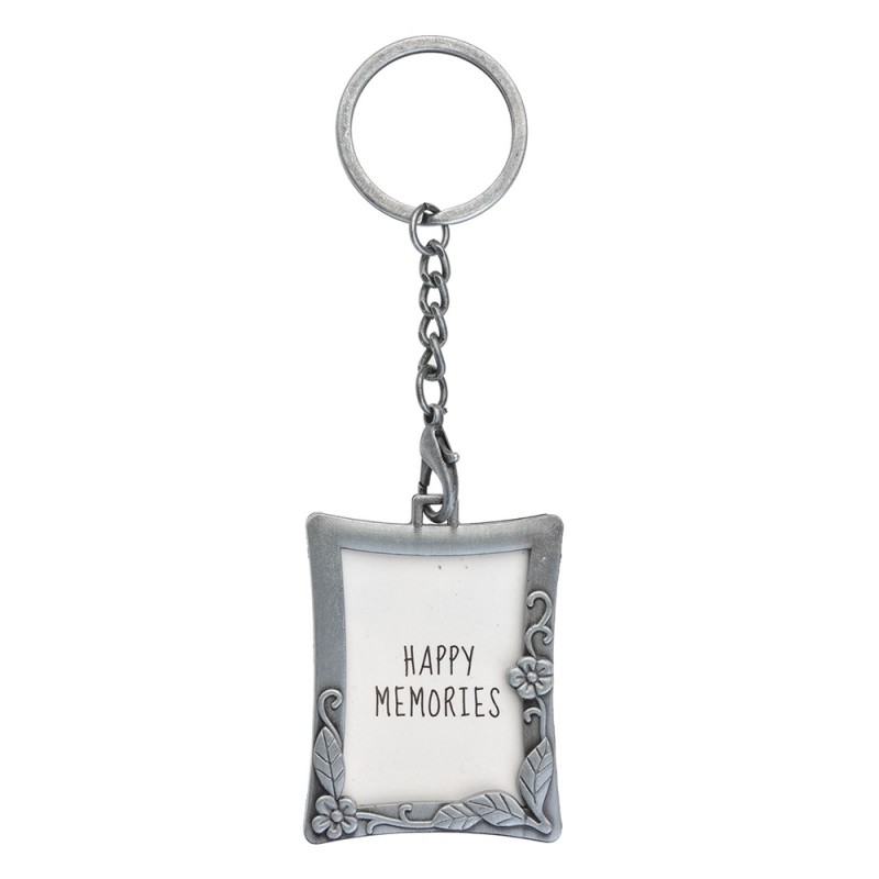 MLKCF0003ZI Keychain with Photo Silver colored Metal Flowers Square Acrylic Keychain