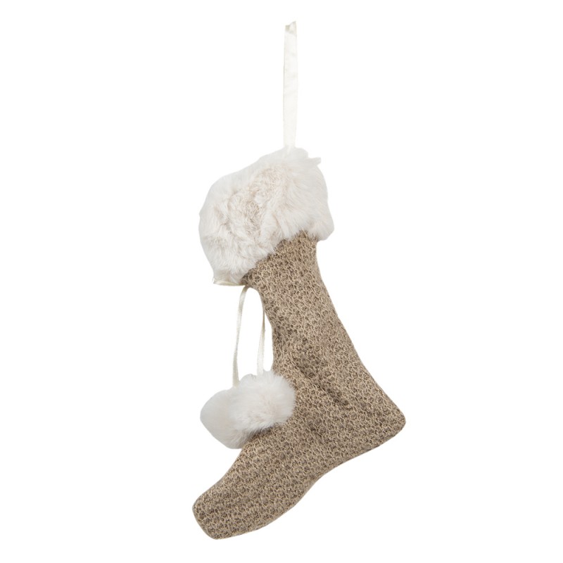 XD0087 Christmas Stocking 20 cm Beige Synthetic