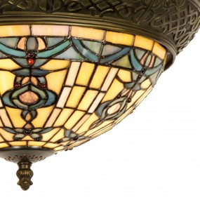 25LL-5351 Ceiling Lamp Tiffany Ø 38x19 cm  Beige Blue Glass Triangle Ceiling Light