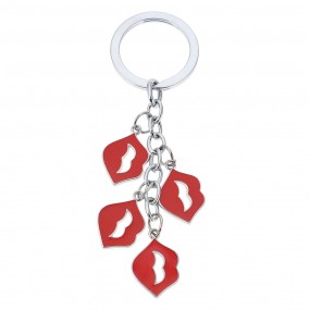 2MLKCH0365 Porte-clés Rouge Métal Lèvres Porte-clés avec cordon