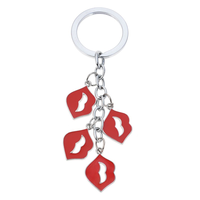 MLKCH0365 Keychain Red Metal Lips Keychain with Cord