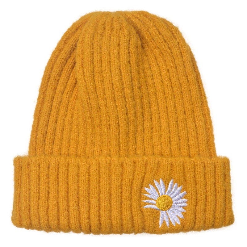MLLLHA0016Y Children's Cap Yellow Synthetic Flower Baby Hat