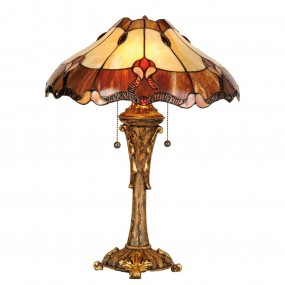 25LL-5377 Lampe de table Tiffany Ø 40x53 cm  Rouge Beige Verre Triangle Lampe de bureau Tiffany
