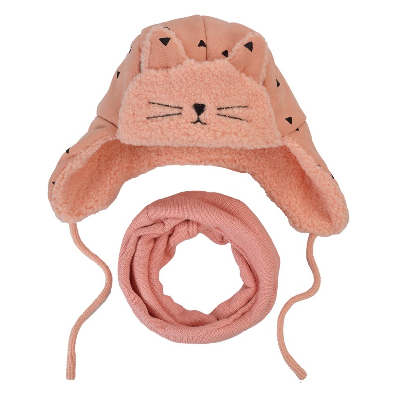 MLLLSH0001P Set of Winter Scarf and Hat for Children Pink Synthetic Cap