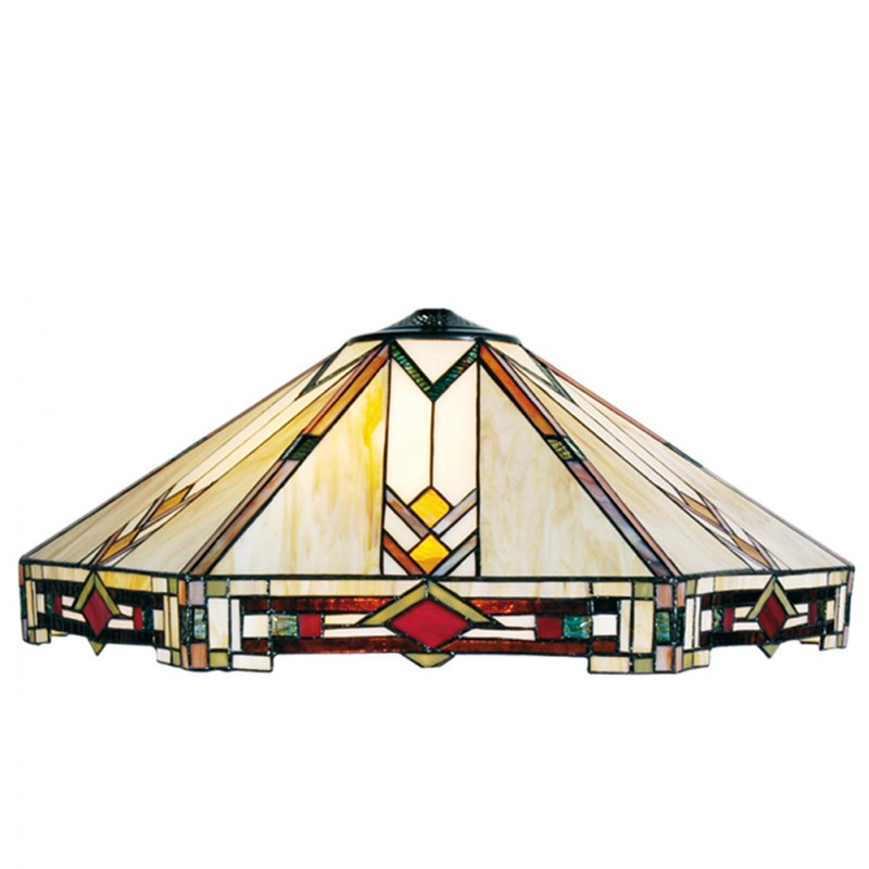 5LL-5423 Lampshade Tiffany Ø 58x23 cm Beige Red Glass Triangle Glass lampshade
