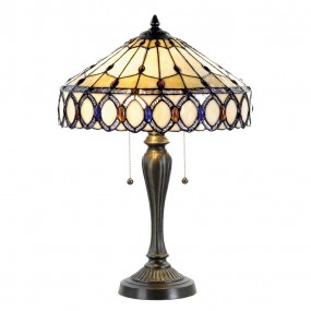 25LL-5497 Table Lamp Tiffany Ø 40x58 cm  Beige Brown Glass Triangle Desk Lamp Tiffany
