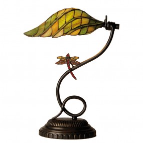 25LL-5507 Table Lamp Tiffany Ø 34x45 cm Green Brown Glass Dragonfly Desk Lamp Tiffany