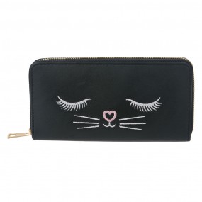 2MLPU0324 Brieftasche 19x10 cm Schwarz Kunststoff Katze Rechteck