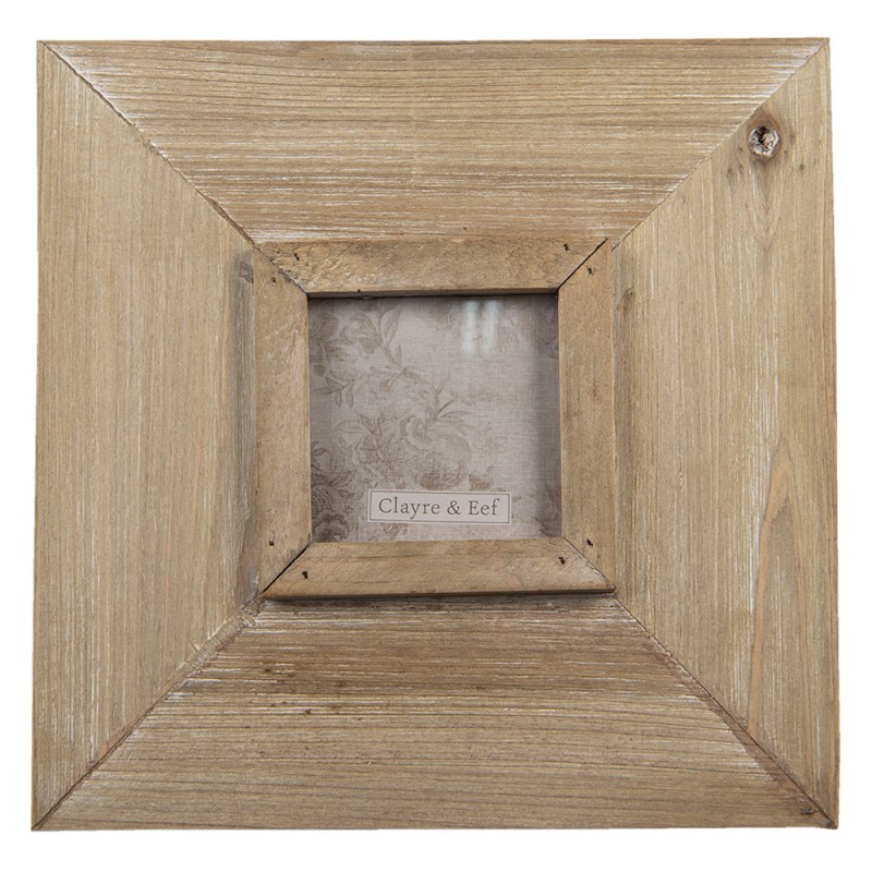 2F0845 Photo Frame Brown Wood Square Picture Frame