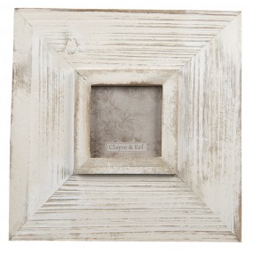 22F0846 Photo Frame 9x9 cm White Wood Square Picture Frame