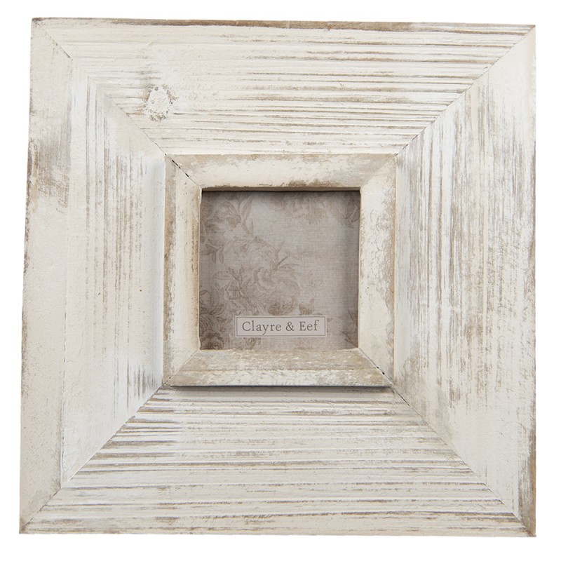 2F0846 Photo Frame 9x9 cm White Wood Square Picture Frame