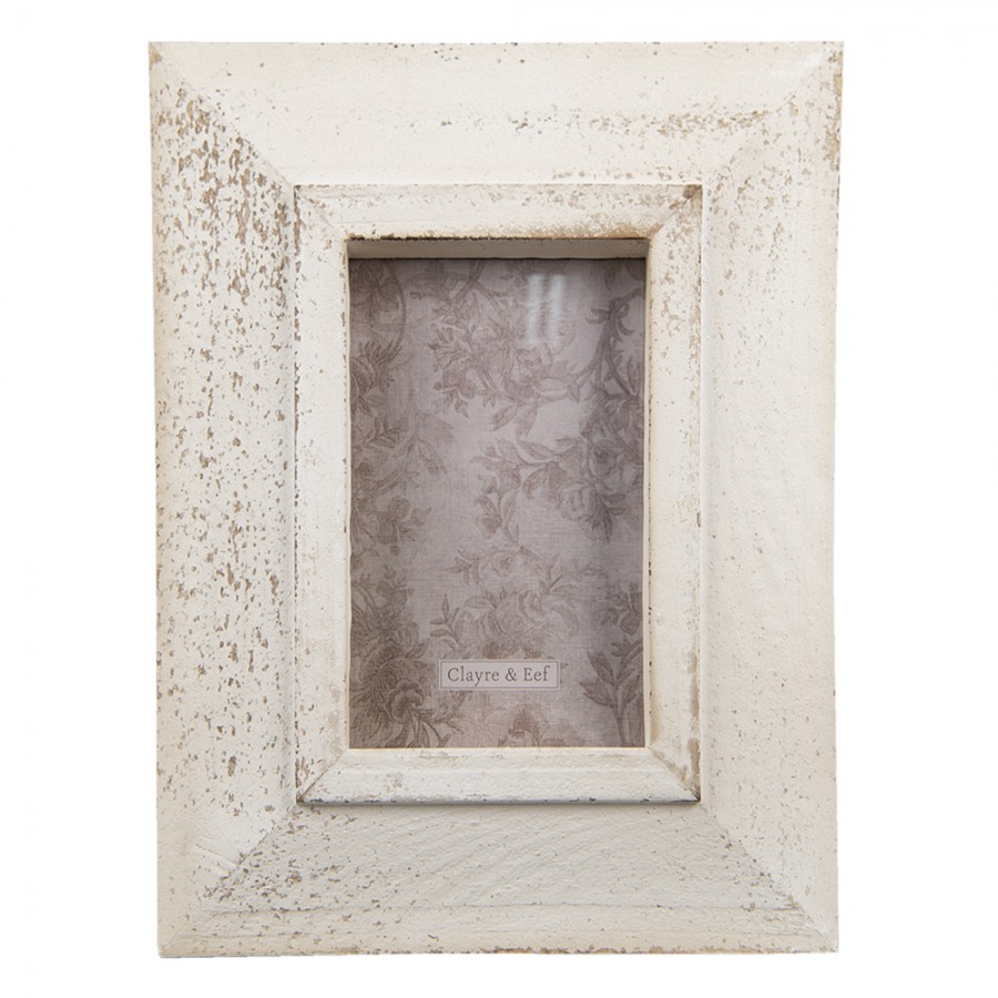 Clayre & Eef Cornice per foto 13x18 cm Bianco Legno Rettangolo