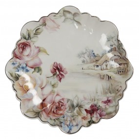26CE1350 Breakfast Plate Ø 19 cm White Porcelain Flowers Round Plate