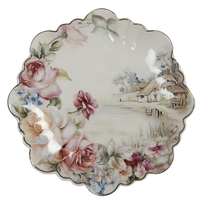 6CE1350 Breakfast Plate Ø 19 cm White Porcelain Flowers Round Plate