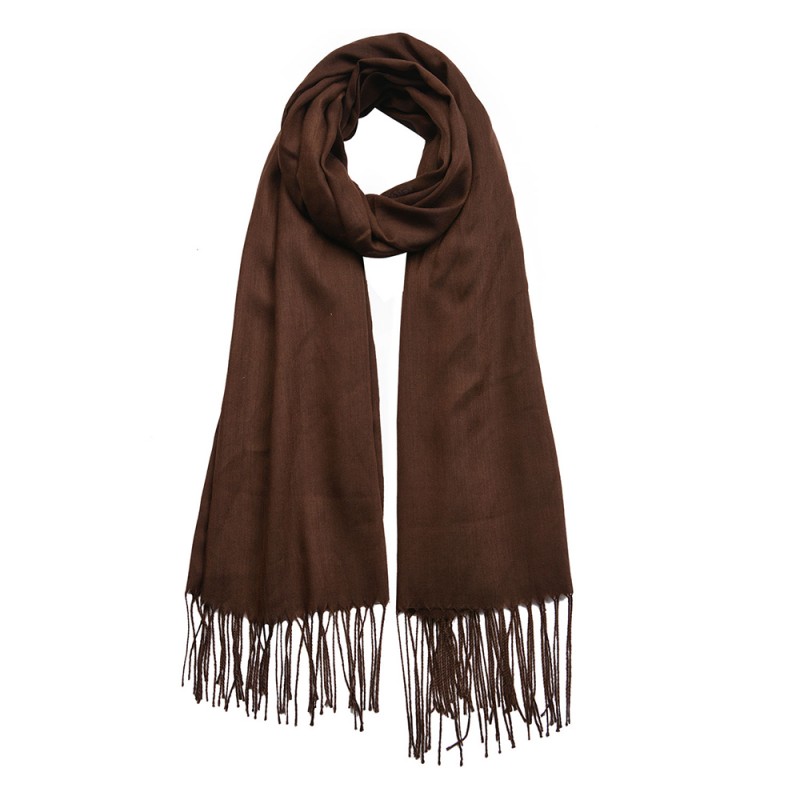 MLSC0421CH Solid Colour Scarf 70x170 cm Brown Synthetic Shawl Women