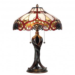 25LL-5583 Lampe de table Tiffany Ø 41x56 cm  Beige Rouge Verre Triangle Lampe de bureau Tiffany