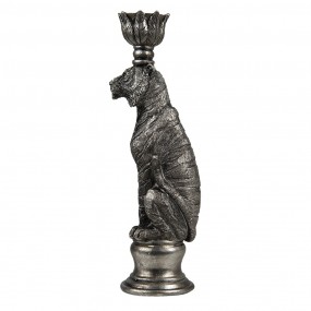26PR4767 Candle holder Tiger 8x7x25 cm Silver colored Plastic Candle Holder