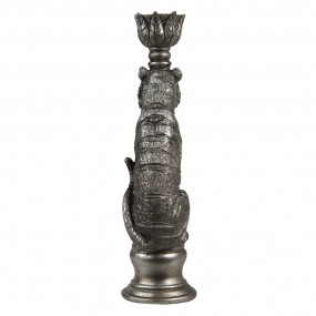 26PR4767 Candle holder Tiger 8x7x25 cm Silver colored Plastic Candle Holder