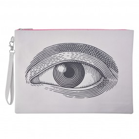 2MLTB0027L Damenkulturtasche 34x24 cm Weiß Kunststoff Auge Rechteck