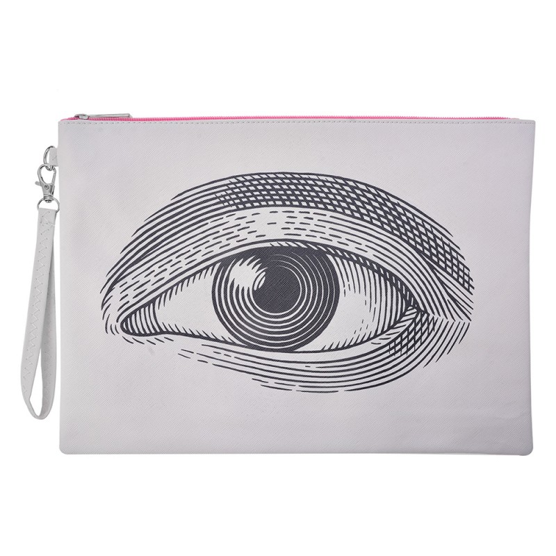 MLTB0027L Damenkulturtasche 34x24 cm Weiß Kunststoff Auge Rechteck