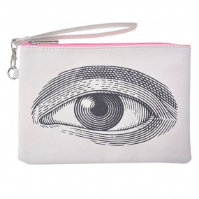 2MLTB0027S Damenkulturtasche 22x15 cm Weiß Kunststoff Auge Rechteck