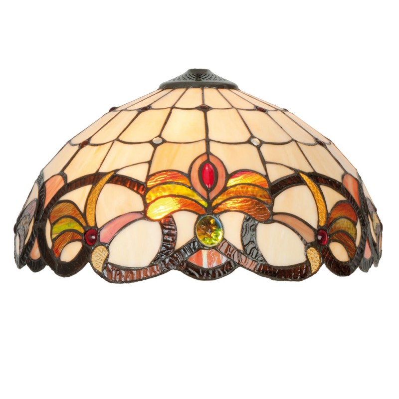 5LL-5764 Lampshade Tiffany Ø 40 cm Beige Brown Glass Semicircle Glass lampshade