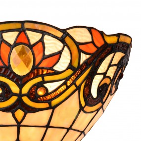 25LL-5778 Wandleuchte Tiffany 30x15x20 cm  Gelb Braun Metall Glas Dreieck Wandlampe