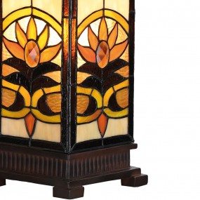 25LL-5780 Table Lamp Tiffany 18x18x45 cm  Beige Brown Glass Square Desk Lamp Tiffany