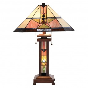 25LL-5781 Lampe de table Tiffany 42x42x60 cm  Beige Vert Verre Lampe de bureau Tiffany