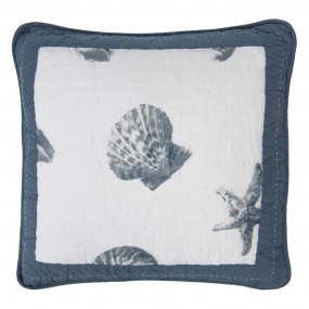2Q185.020 Cushion Cover 40x40 cm Blue Cotton Shells Square Pillow Cover