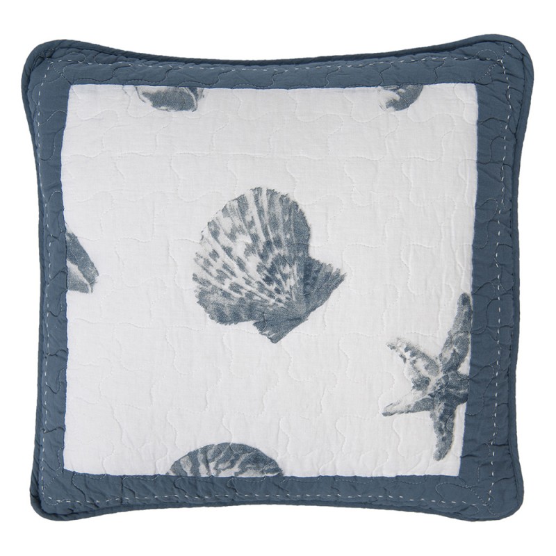 Q185.020 Cushion Cover 40*40 cm Blue Cotton Shells Square