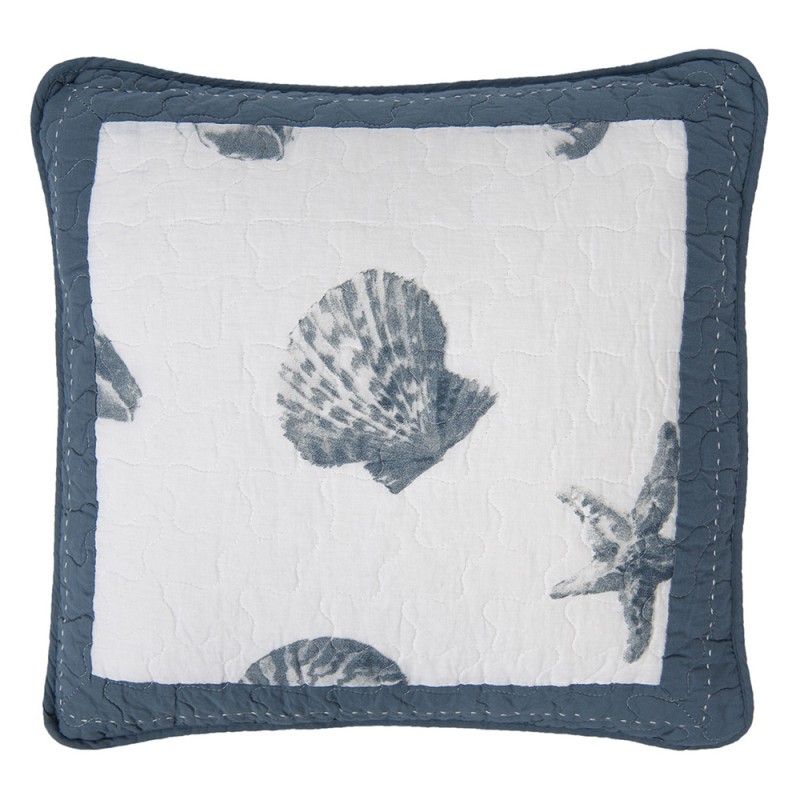 Q185.030 Cushion Cover 50x50 cm Blue Cotton Shells Square Pillow Cover