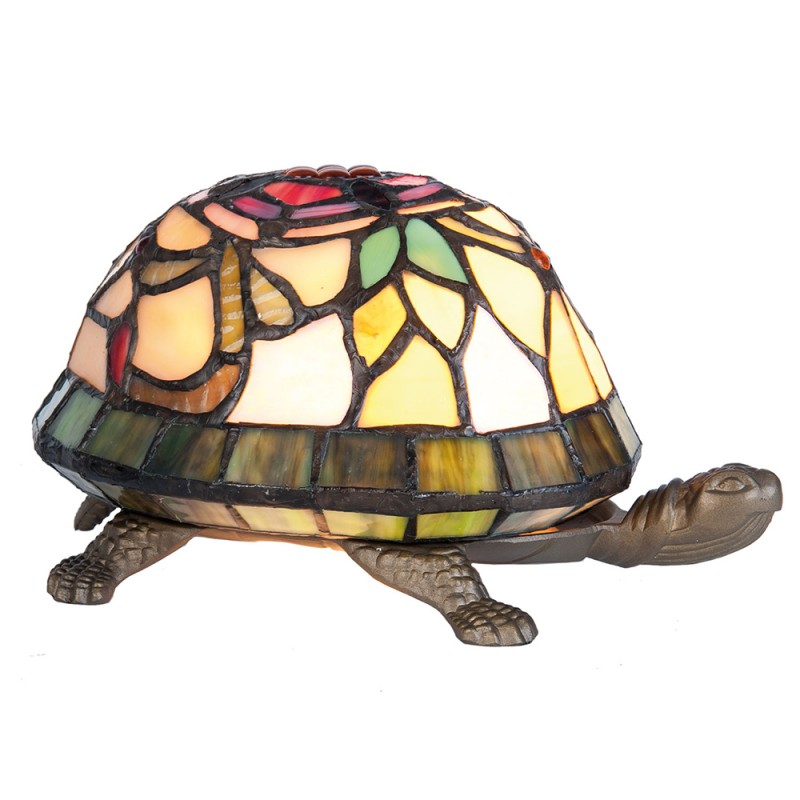 5LL-5787 Table Lamp Tiffany 15x22x13 cm Brown Red Glass Turtle Tiffany Lamps