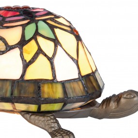 25LL-5787 Table Lamp Tiffany 15x22x13 cm Brown Red Glass Turtle Tiffany Lamps