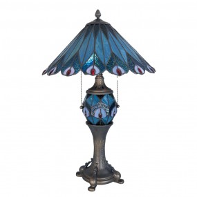25LL-5829 Lampada da tavolo Tiffany Ø 40x65 cm Blu Rosso  Vetro Lampada da scrivania Tiffany