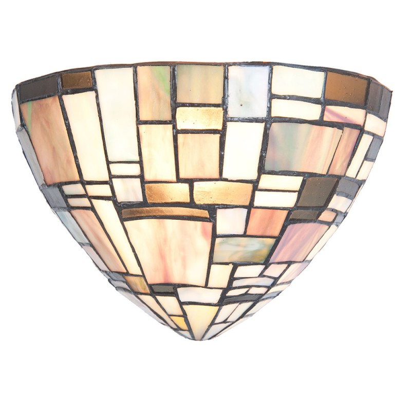 5LL-5844 Wandleuchte Tiffany 30x16x18 cm  Braun Beige Glas Dreieck Wandlampe