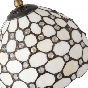 25LL-5879 Lampada da tavolo Tiffany Ø 20x38 cm  Bianco Marrone  Vetro Lampada da scrivania Tiffany
