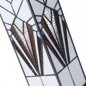 25LL-5894 Tiffany Tafellamp  12x12x35 cm Wit Bruin Glas Vierkant Tiffany Bureaulamp