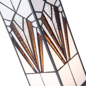 25LL-5894 Tiffany Tafellamp  12x12x35 cm Wit Bruin Glas Vierkant Tiffany Bureaulamp